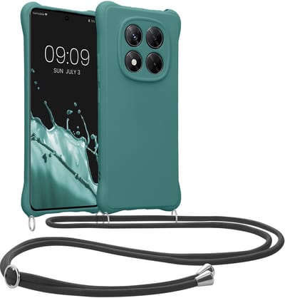 kwmobile telefoonhoesjegeschikt voor Xiaomi Redmi Note 14 Pro 4G - Hoesje van siliconen met telefoonkoord - In petrol
