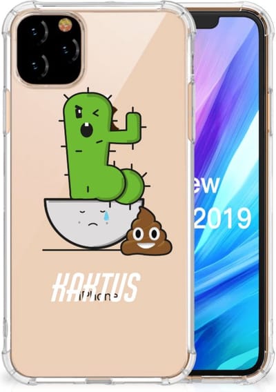 Apple iPhone 11 Pro Max Stevig Bumper Hoesje Cactus Poo