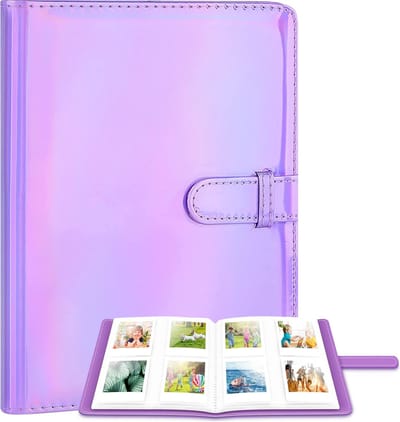 YONO Fotoalbum Glitter - Geschikt voor Fujifilm Instax Mini 12 - Polaroid - 128 Foto’s - Fotoboek - Paars