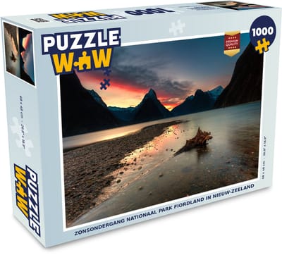 Puzzel Zonsondergang Nationaal park Fiordland in Nieuw-Zeeland - Legpuzzel - Puzzel 1000 stukjes volwassenen