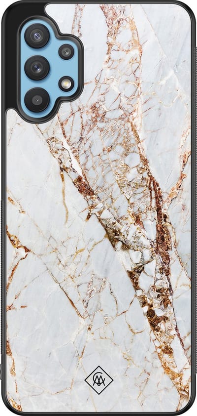 Casimoda® hoesje - Geschikt voor Samsung Galaxy A32 5G - Marmer Goud - Zwart TPU Backcover - Marmer - Goudkleurig