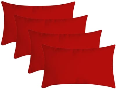 Stof Textile sierkussen Nelson - 4x - rood - 30 x 50 cm - bank kussens - zitkussens - binnen/buiten - polyester