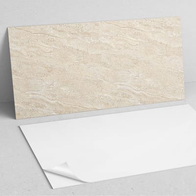Coloray Wandpanelen Zelfklevend - Natuursteenpatroon PVC Wandpaneel - 100 cm x 50 cm - Romig Wandbekleding Zelfklevend - 1 stuk - Texturen Wandpanelen Zelfklevend - Wandpanelen Keuken - Wandpaneel Badkamer