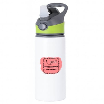 Hacebo® - de liefste schoonmoeder van de wereld waterfles met rietje groen - Schoonmoeder - de liefste schoonmoeder - Moeder cadeautjes - moederdag - verjaardag - geschenk - kado - water fles - 650ML