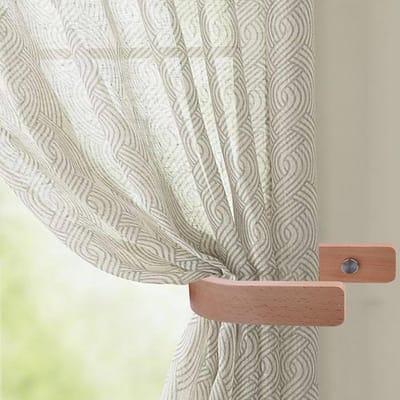 Houten Gordijn Tie-Back Haken Set – Muurbevestiging voor Raamdecoratie, Natuurlijk Ontwerp