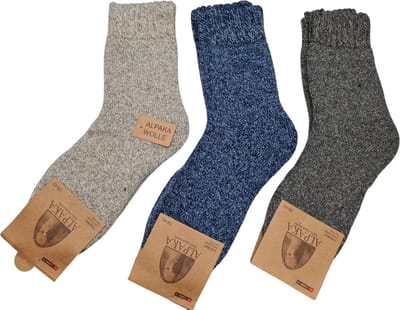 Alpaca Wollen Sokken- Huissokken - Wintersokken - Thermosokken - 3Pack - LGrijs Blauw Grijs - 35 t/m 38