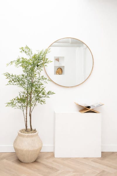 Nordic Style® Ronde spiegel 80x80cm - Naturel Eiken hout - Scandinavische Spiegels - Cirkel - Wandspiegel - Badkamerspiegel - Gangspiegel - Wand - Gang - Badkamer