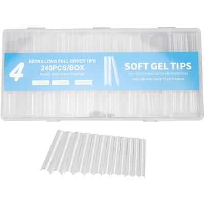 240 stuks Valse Nagelverlengingen Transparant Ultra Lange Nageltips Dun Volledige Bedekking Kunstnagel white
