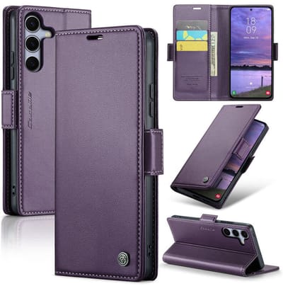CaseMe Wallet Case met RFID Bescherming en Magneetsluiting voor Galaxy S25 / S24 _ Paars