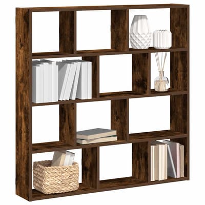vidaXL - Wandschap - kubus - 12 - vakken - bewerkt - hout - gerookt - eikenkleurig