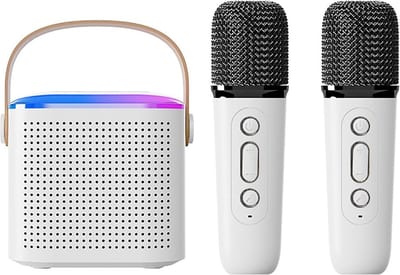 Draagbare Karaoke Machine met 2 Draadloze Microfoons en LED-verlichting