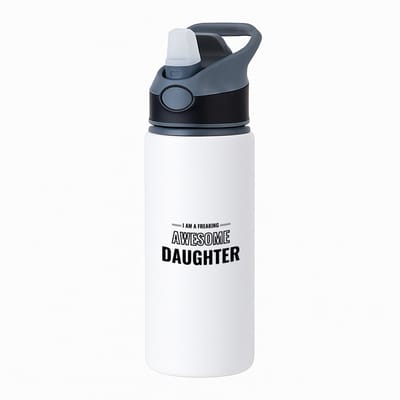 Hacebo® - I am a freaking awesome daughter waterfles met rietje zwart - de meest geweldigste dochter - verjaardagscadeau - verjaardag - cadeau - cadeautje voor dochter - dochter artikelen - kado - geschenk - gift - water fles - 650ML
