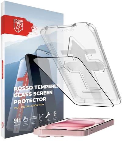 Rosso Screen Protector Geschikt voor Apple iPhone 15 Plus | Gehard Glas | Beschermglas | Glasplaatje | Case Friendly | Met Installatietray | Eenvoudige montage