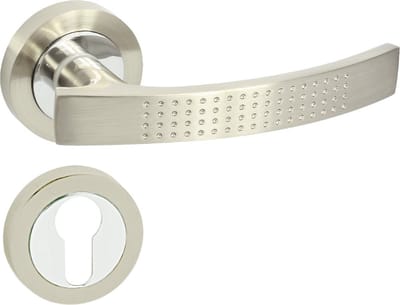 Domino® Deurkrukgarnituur ALMA-R ECO M9 - Nikkel gelakt - PZ-Profielcilinderset met Ronde Rozette - Deurbeslag van aluminium - Deurklink voor kamerdeur, kantoordeur, kelderdeur en binnendeur