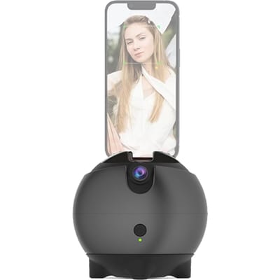 Stabilisateur de cardan à suivi automatique du visage AI pour smartphone, stabilisateur de selfie de bureau pour téléphone robot gris foncé