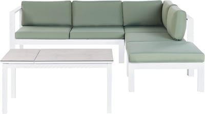 MESSINA - Loungeset voor 5 - Wit/Groen - Aluminium