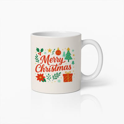 Merry Christmas Mok – 330ml Feestelijke Koffiebeker met Kerstontwerp – Perfect Kerstcadeau voor Vrienden & Familie