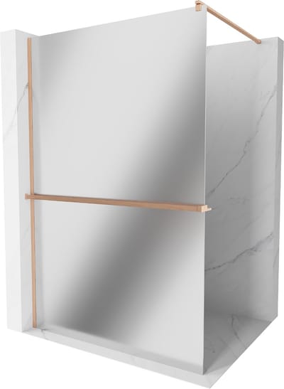 Mexen Kioto+ douchewand met plank Walk-in 70 x 200 , spiegel, geborsteld koper - 800-070-121-65-50