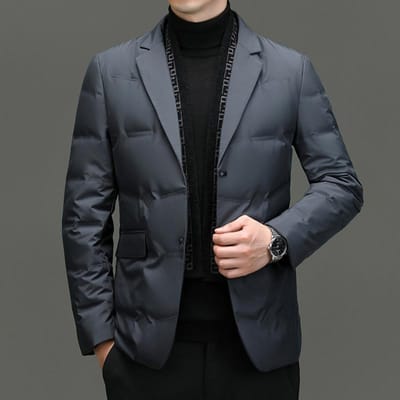 Heren Donsjack 90 Witte Eendendons Sjaalkraag Pakstijl Jong en Middelbaar Casual Lichtgewicht Dons Herenjack 4XL