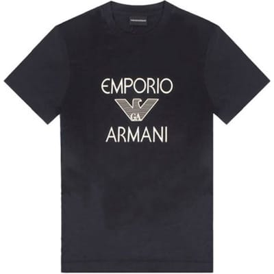 Emporio Armani Letter Eagle Logo Bedrukt Rechtvallend T-shirt met Korte Mouwen Heren tops Zwart 3K1TAF-1JUVZ-0999 M black