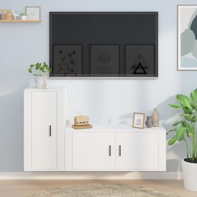 vidaXL - 2-delige - Tv-meubelset - bewerkt - hout - wit