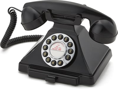 GPO 1929 Carrington retro klassieke telefoon in jaren ’20 design - met druktoetsen - notitieblok lade - zwart