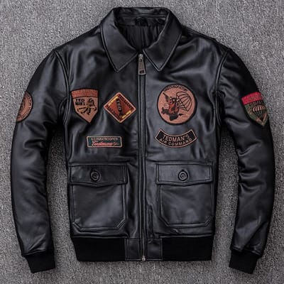Leren Jas Schapenvacht Echt Leer Motorjas Heren Katoenen Jas M black