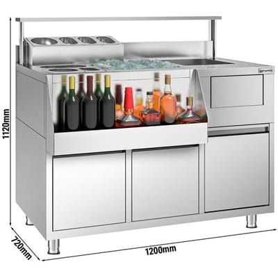 GGM Gastro Cocktail-Zubereitungstisch - Edelstahl - 1200x720mm - mit 2 Schubladen