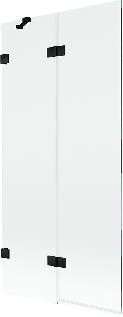 Mexen Lunar badwand 2-delig links 90 x 150 , transparant, zwart - 897-090-100-70-00-L