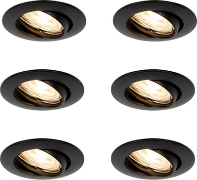 QAZQA edu - Moderne Inbouwspot - 6 stuks - Ø 6.2 cm - Zwart - Woonkamer | Slaapkamer | Keuken