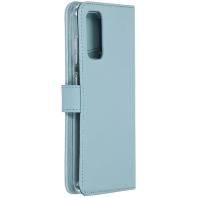 Selencia Hoesje - Geschikt voor Samsung Galaxy S20 - Echt Lederen Bookcase - Air Blue
