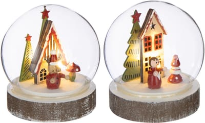 J-Line waterbal Huis - multiplex - wit/rood - 2 stuks - LED lichtjes