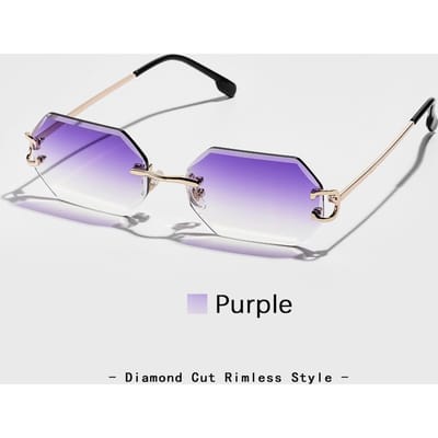 Ruiao nieuwe randloze luxe zonnebril diamantgeslepen zonnebrillen voor man en vrouw designer merk bril UV400 randloze bril purple