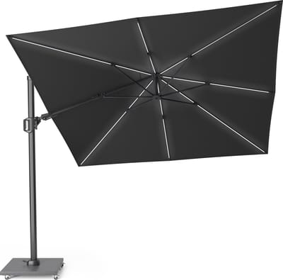 Platinum Sun & Shade – Zweefparasol - Challenger T² Glow Premium - 300x300cm - Faded Black - Dubbel Kantelbaar - 360° Draaibaar - 98% UV protectie
