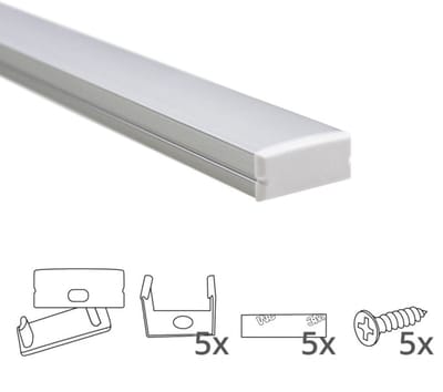 Led strip profiel opbouw 2M – 10mm hoog – incl. afdekkap - Led profiel opbouw - Wit