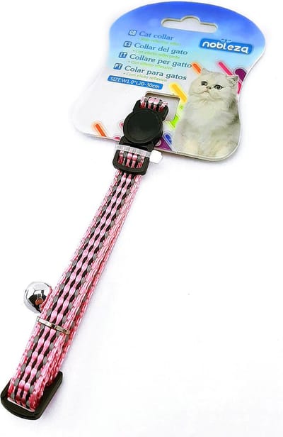 Nobleza Kattenhalsband met Veiligheidssluiting - Reflecterend - Met Belletje - Verstelbaar 20-30 cm - Halsband voor Kat en Kitten - Roze