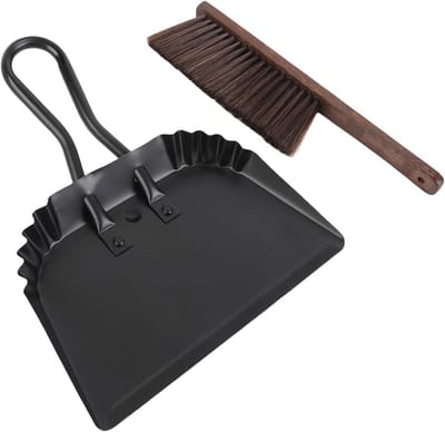 Stoffer en Blik Set - Handbezem en Blik - Snel Opruimen - Roestvrijstalen Blik - 30x36cm - Zilver