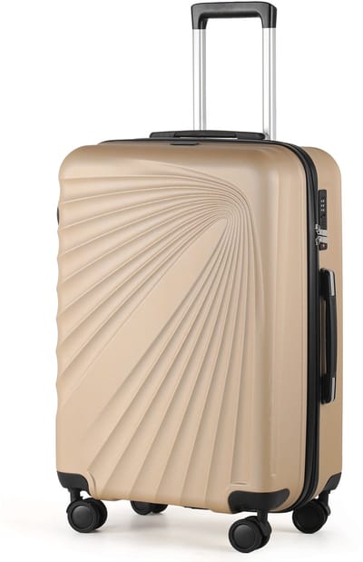 TAN.TOMI Hardcase Reiskoffer ABS – 24 inch (42×26×66 cm, 65 L) – Lichtgewicht Ruimbagage Trolley met 3‑cijferig Cijferslot & Wielen - Champagne