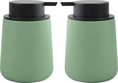 MSV Zeeppompje/dispenser Malmo - 2x - Keramiek - groen/zwart - 8,5 x 12 cm - 300 ml