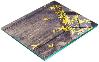 Keukenplank van gehard glas met decoratieve Forsythia-afbeeldingen, 60x52 cm