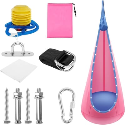 Hanggrot met kussen - Hangstoel Pod - Ontspannen Lezen - Met LED Verlichting - 150 x 70 cm - Roze
