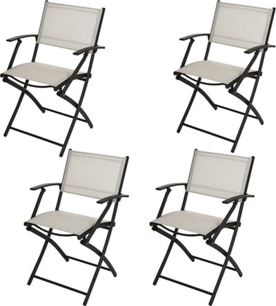 Pro Garden Vouwstoel/ Klapstoel/ Tuinstoel/ Campingstoel - met armleuning - 54X56X83.5cm - Wit - 4 STUKS