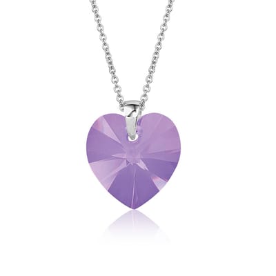 Montebello Ketting Fleur HZ114 - Swarovski Hart - 925 Zilver Gerhod. - Ø14mm - 50cm
