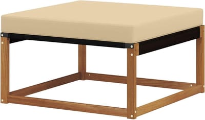 Houten Poef - Buiten Kruk - Terras Ontspanning - Massief Acaciahout - 79x79x37 cm - Natuurlijk Beige