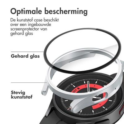 Screen protector - Geschikt voor Samsung Galaxy Watch 5 - 40 mm - Full Cover Hard Case / Beschermend Hoesje - Zilver