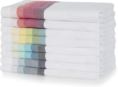 Katoenen Keukendoeken - Theedoeken Set - Keuken Gebruik - Sneldrogend Absorberend - 8 Stuks 50x70cm - Multicolor Strepen
