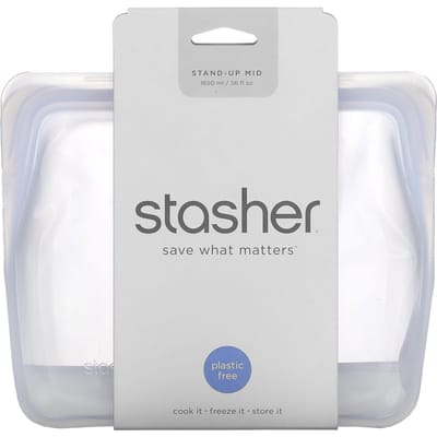 Herbruikbare Siliconen Voedselopbergzak, Staande Zak, Transparant, 128G(56 Fl Oz) white