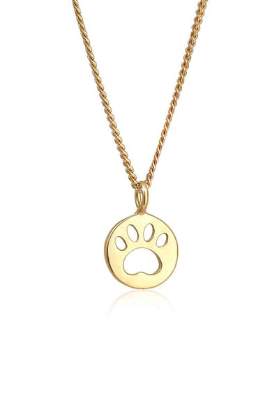 Elli - Halsketting - Kinderen Poten Hanger Kat Kat Hond Plaatje Speels in 925 Sterling Zilver Goud Geplaatst - Meisjes