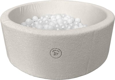 Liefjes & Co Teddy Wit Ballenbak Rond met 200 BPA-vrije Ballen – Baby & Kinder Ballenbad – Zacht Foam – Speelgoed