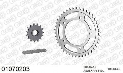 Kit chaîne Afam pour moto Honda 600 Cb F Hornet 1998 à 2006 15x42 Pas 525 Neuf